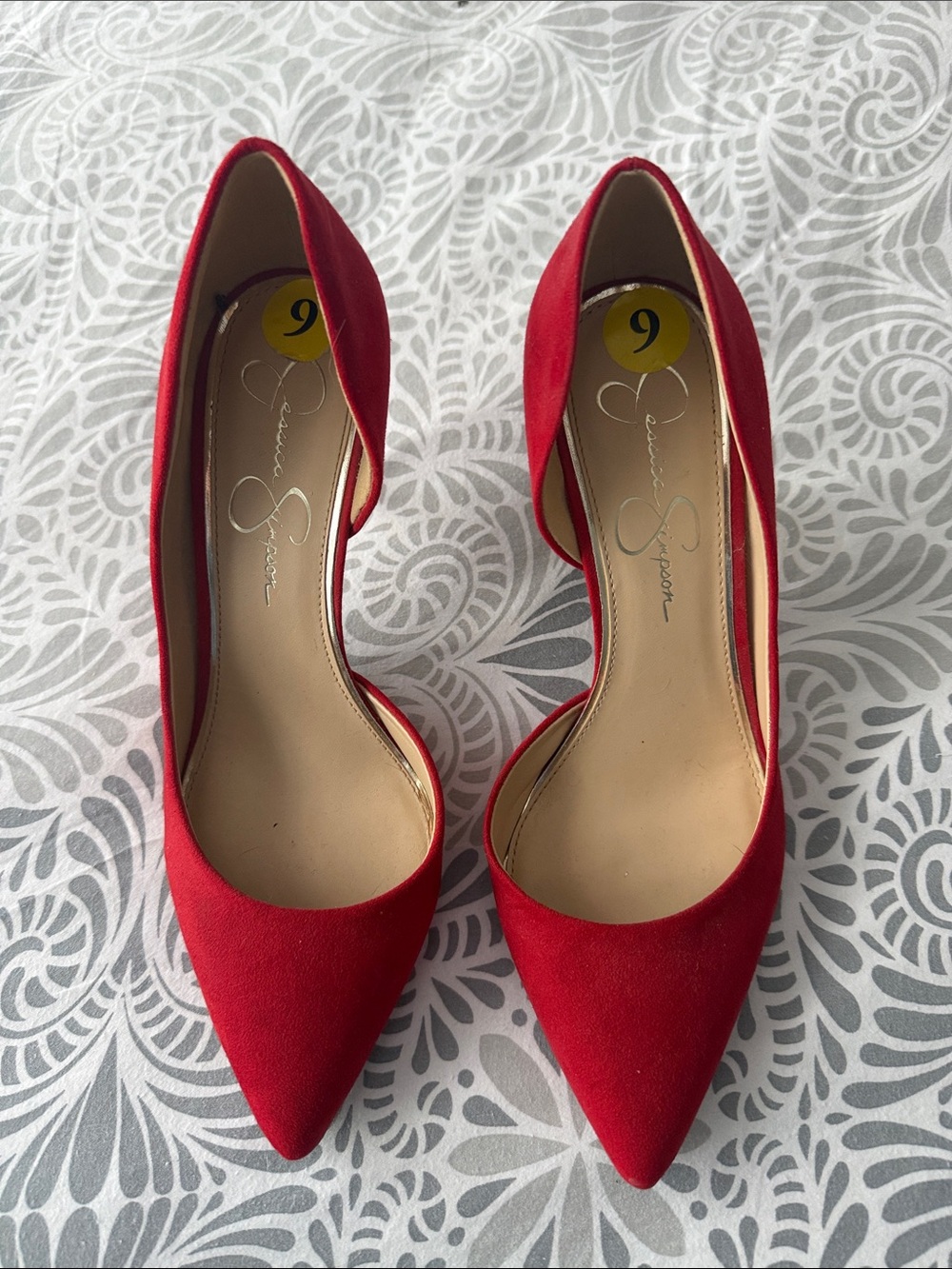 Jessica Simpson Red Pointed-Toe D'Orsay Heels